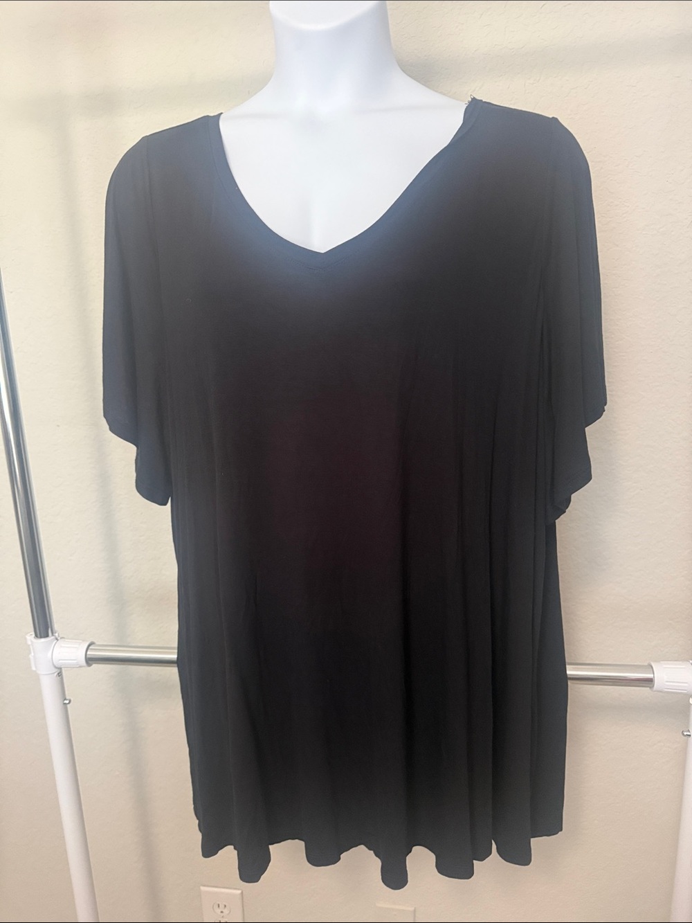 Lane Bryant V-Neck Swing Tee with Flutter Sleeves